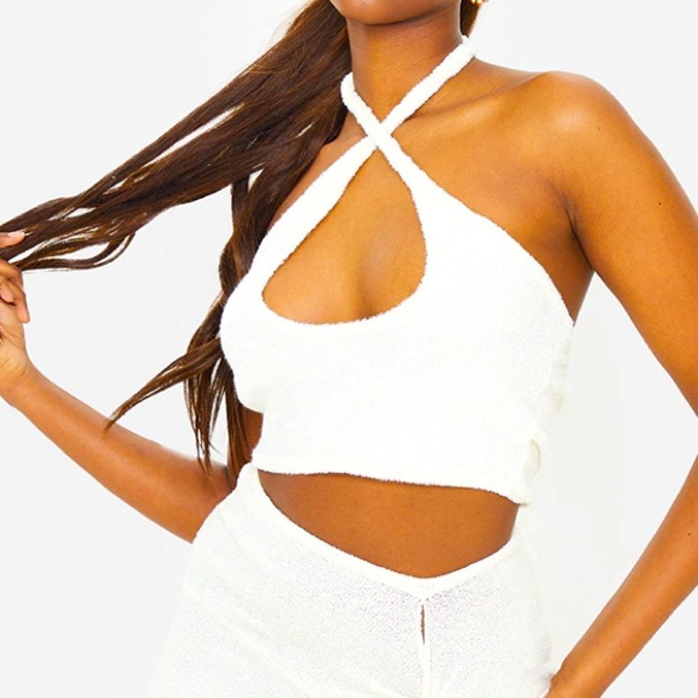 NWT PrettyLittleThing Terry Cloth Halter Top